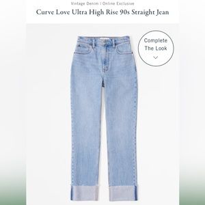 Curve Love Ultra High Rise 90s Straight Jean in Medium with Cuff - SIZE 31